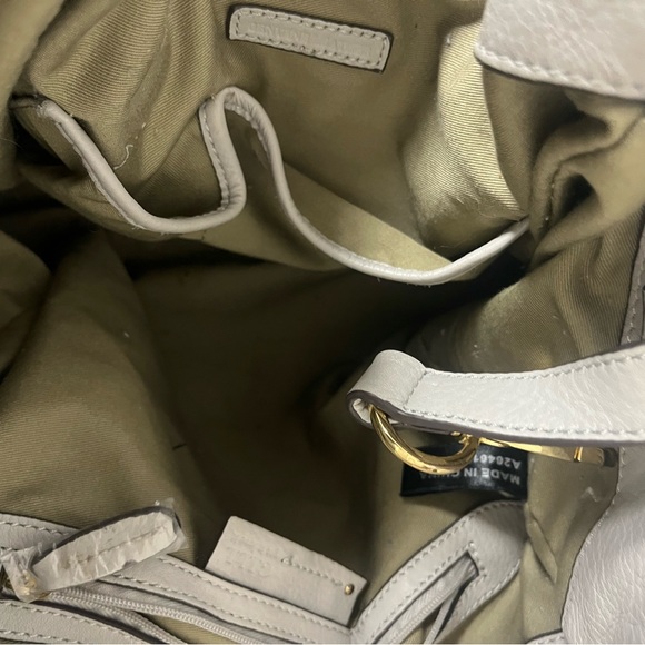 G.I.L.I. Gray Leather Shoulder Bag with Gold Accents